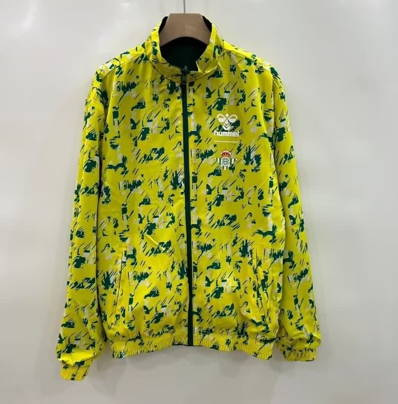 Thailand Quality(AAA) 25/26 Real Betis Green Yellow Reversible Soccer Windbreaker