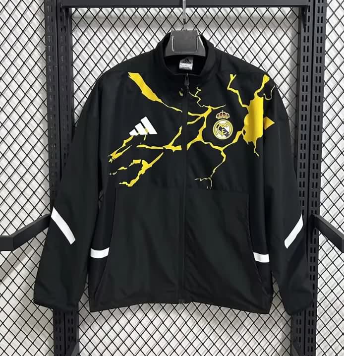 Thailand Quality(AAA) 25/26 Real Madrid Black Soccer Windbreaker 04