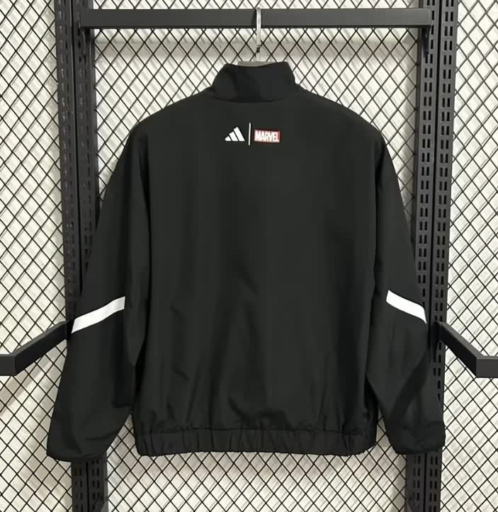 Thailand Quality(AAA) 25/26 Real Madrid Black Soccer Windbreaker 04