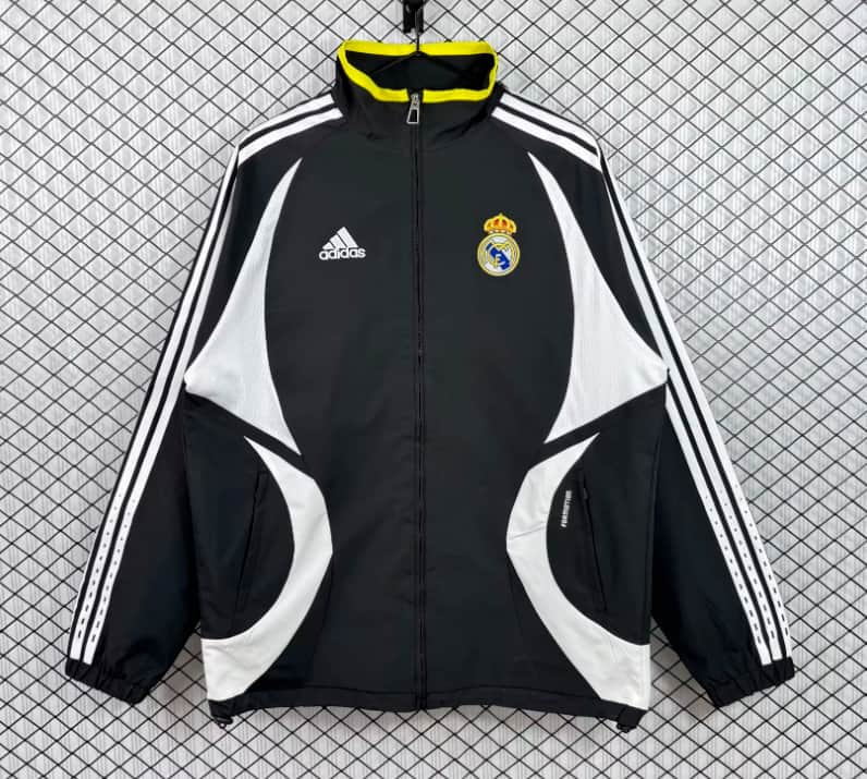 Thailand Quality(AAA) 25/26 Real Madrid Black Soccer Windbreaker 06