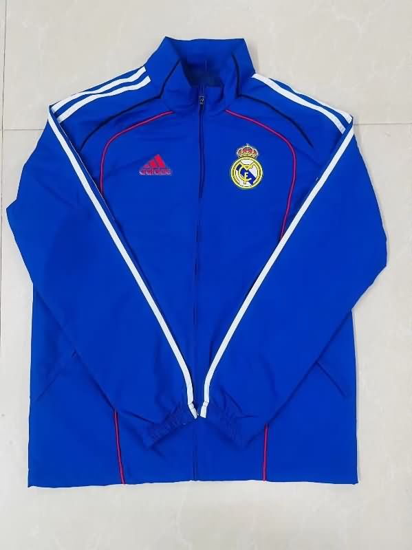 Thailand Quality(AAA) 25/26 Real Madrid Blue Soccer Windbreaker