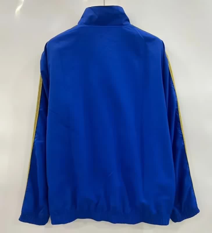 Thailand Quality(AAA) 25/26 Real Madrid Blue Yellow Reversible Soccer Windbreaker