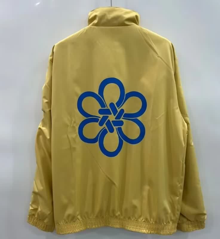 Thailand Quality(AAA) 25/26 Real Madrid Blue Yellow Reversible Soccer Windbreaker