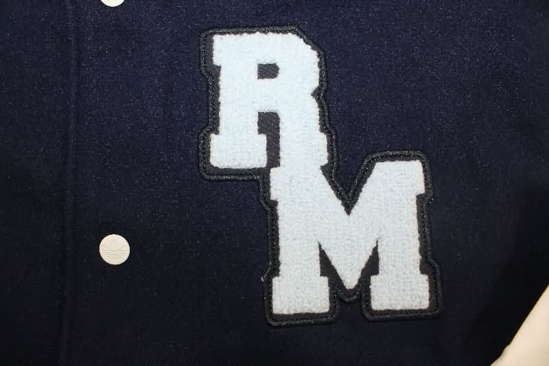 Thailand Quality(AAA) 25/26 Real Madrid Dark Blue Baseball Jacket
