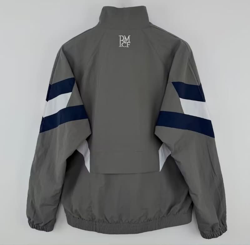 Thailand Quality(AAA) 25/26 Real Madrid Grey Soccer Windbreaker
