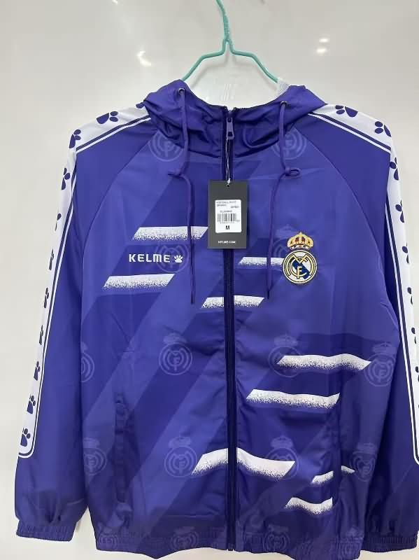 Thailand Quality(AAA) 25/26 Real Madrid Purple Soccer Windbreaker