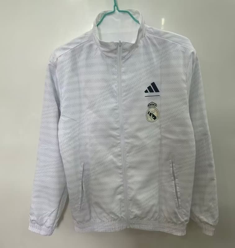 Thailand Quality(AAA) 25/26 Real Madrid White White Reversible Soccer Windbreaker