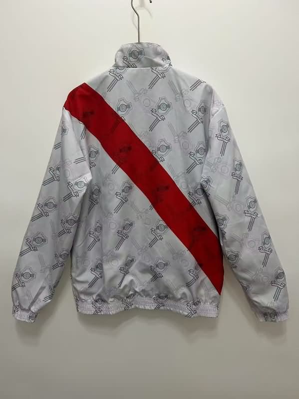 Thailand Quality(AAA) 2025 River Plate Grey Black Reversible Soccer Windbreaker