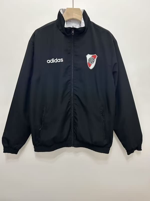 Thailand Quality(AAA) 2025 River Plate Grey Black Reversible Soccer Windbreaker