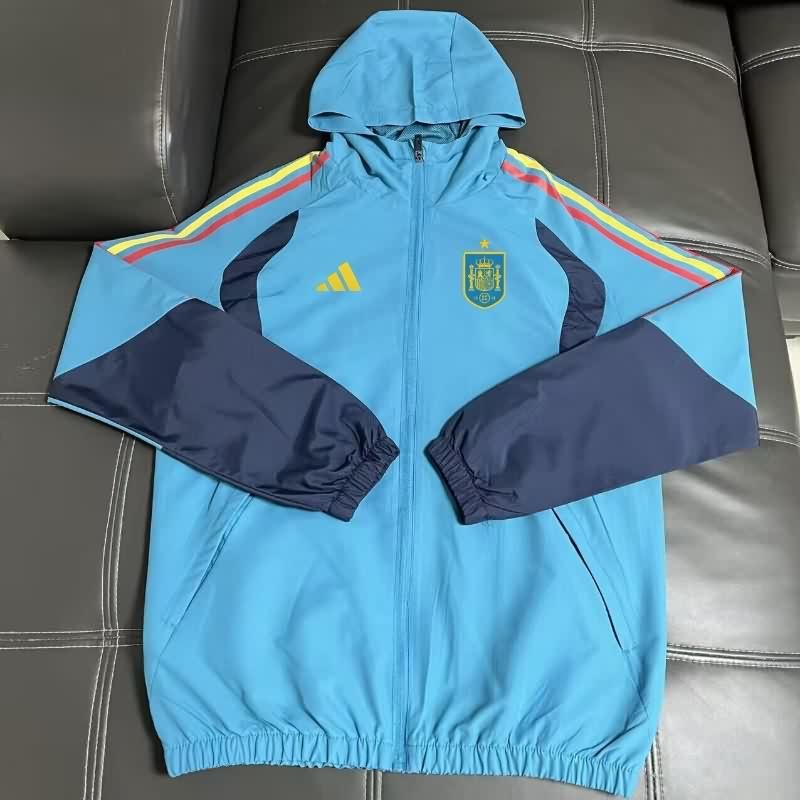 Thailand Quality(AAA) 2026 Spain Blue Soccer Windbreaker