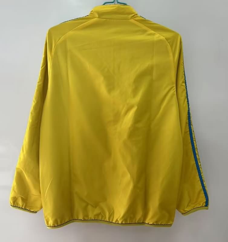 Thailand Quality(AAA) 2025 Sweden Yellow Dark Blue Reversible Soccer Windbreaker