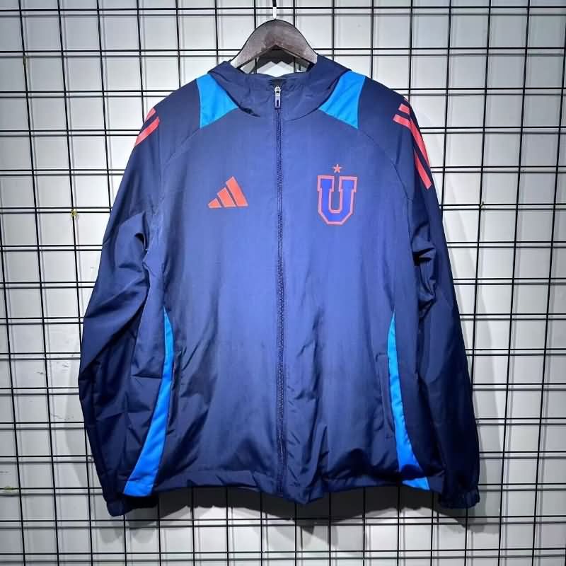 Thailand Quality(AAA) 2025 Universidad Chile Dark Blue Soccer Windbreaker