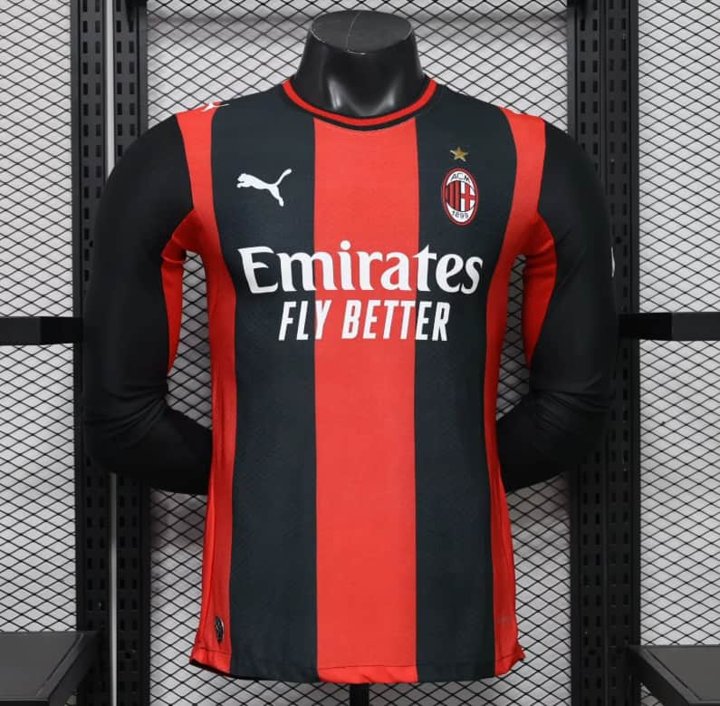 Thailand Quality(AAA) 26/27 AC Milan Home Long Sleeve Soccer Jersey (Player) Leaked