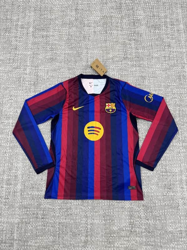 Thailand Quality(AAA) 26/27 Barcelona Home Long Sleeve Soccer Jersey (Leaked)