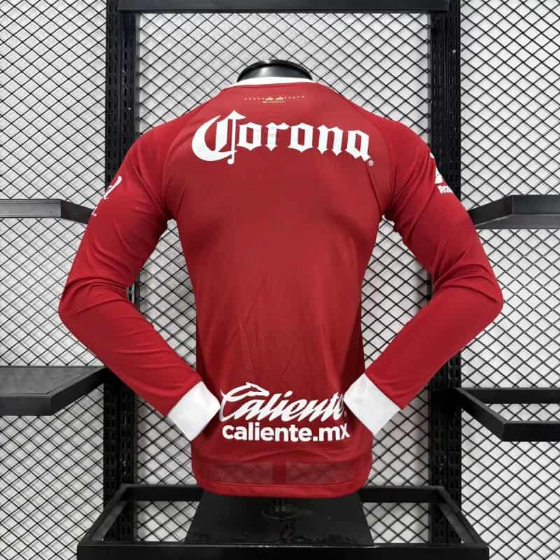 Thailand Quality(AAA) 26/27 Deportivo Toluca Home Long Sleeve Soccer Jersey (Player)