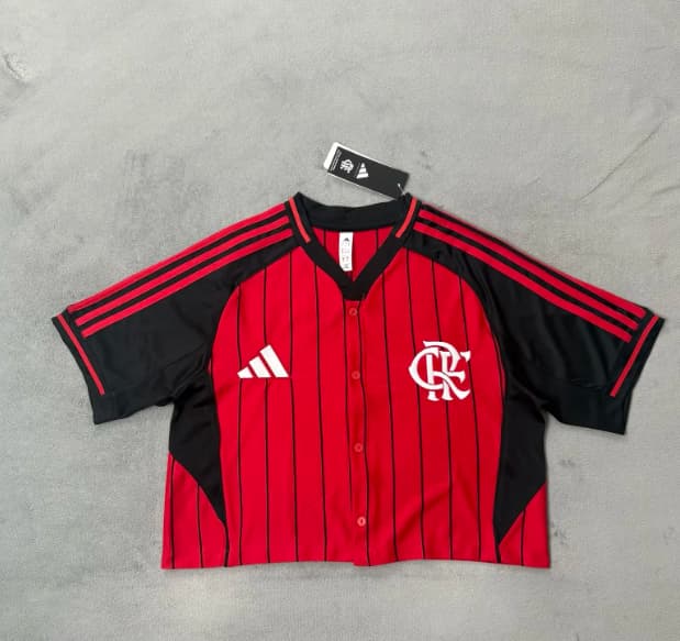 Thailand Quality(AAA) 2026 Flamengo MLB Red Women Cropped Soccer Jersey