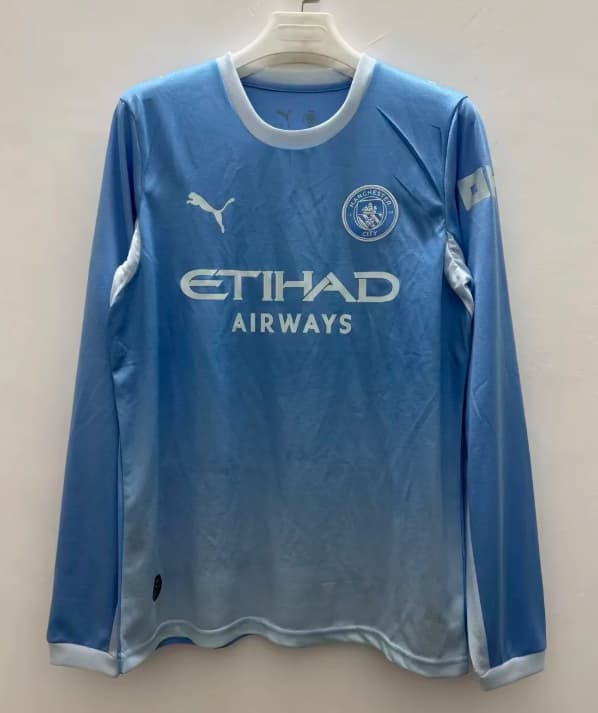 Thailand Quality(AAA) 26/27 Manchester City Home Long Sleeve Soccer Jersey (Leaked)