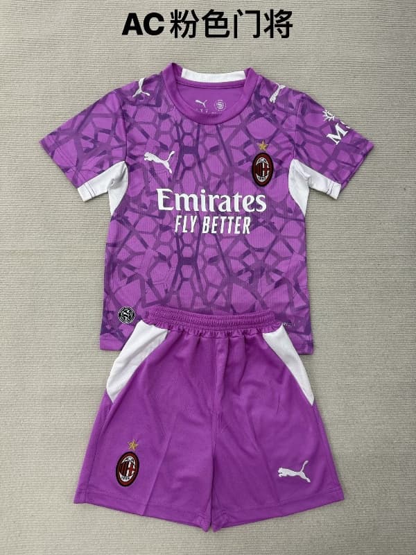 26/27 AC Milan Goalkeeper Purple Kids Soccer Jersey And Shorts 26/27 AC Milan Goalkeeper Purple Kids Soccer Jersey And Shorts