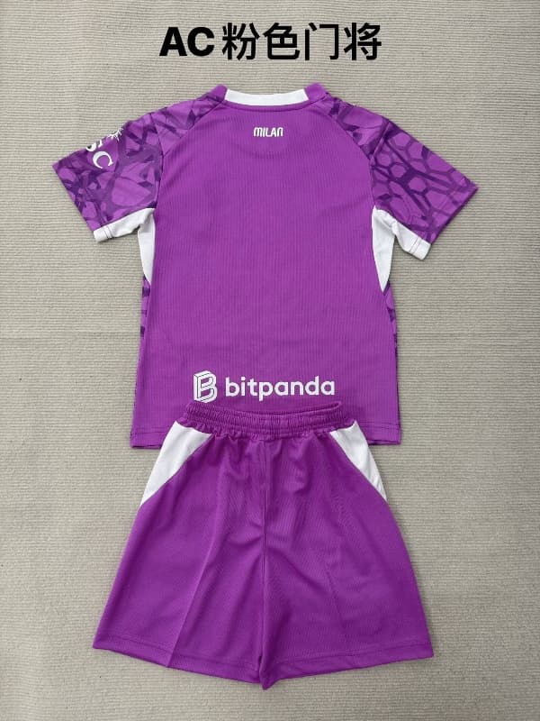 26/27 AC Milan Goalkeeper Purple Kids Soccer Jersey And Shorts
