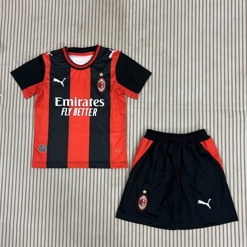 26/27 AC Milan Home Kids Soccer Jersey And Shorts (Leaked) 26/27 AC Milan Home Kids Soccer Jersey And Shorts (Leaked)