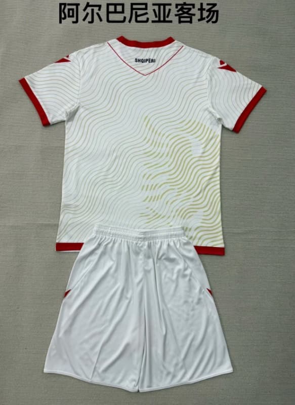 2026 Albania Away Kids Soccer Jersey And Shorts