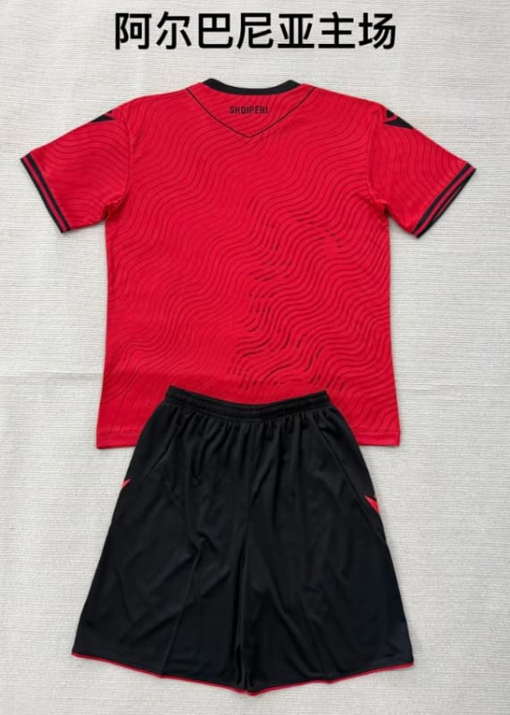 2026 Albania Home Kids Soccer Jersey And Shorts