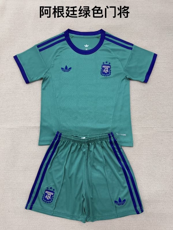2026 Argentina World Cup Goalkeeper Green Kids Soccer Jersey And Shorts 2026 Argentina World Cup Goalkeeper Green Kids Soccer Jersey And Shorts