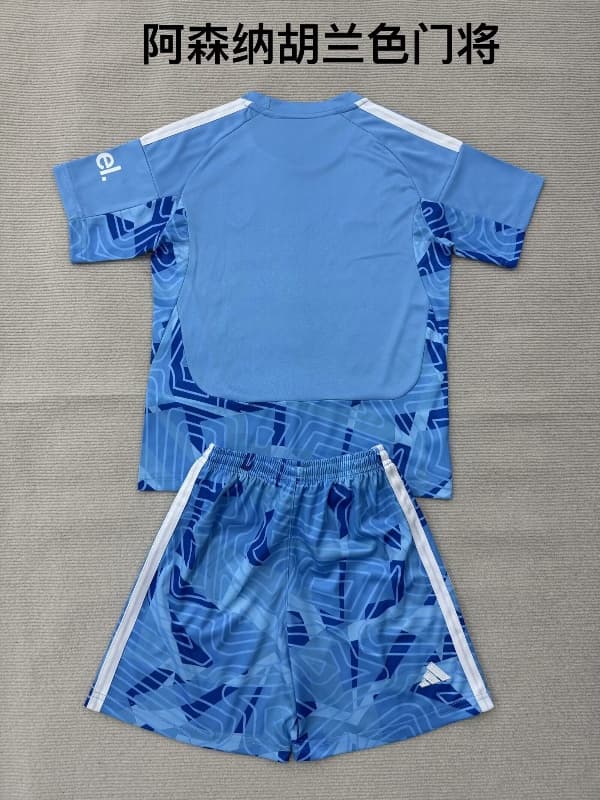 26/27 Arsenal Goalkeeper Blue Kids Soccer Jersey And Shorts