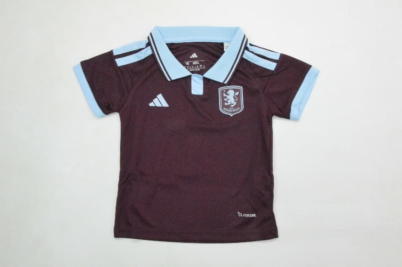 26/27 Aston Villa Home Kids Soccer Jersey And Shorts