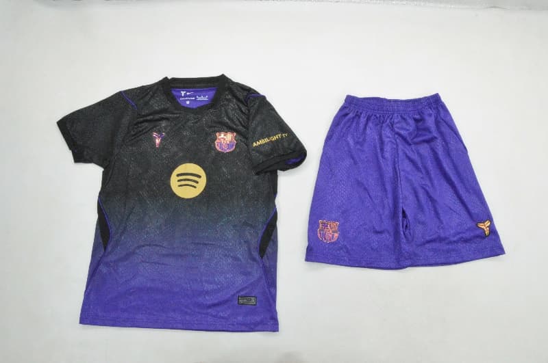 26/27 Barcelona Away Kids Soccer Jersey And Shorts (Leaked)