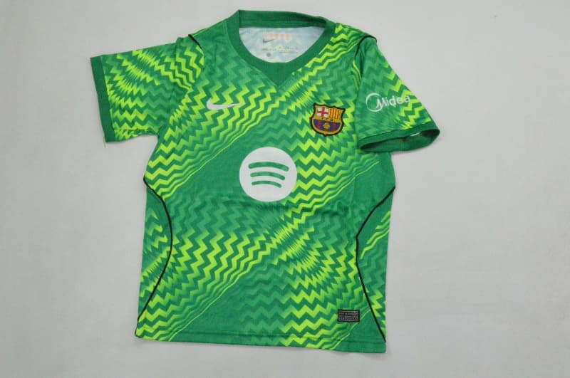 26/27 Barcelona Goalkeeper Green Kids Soccer Jersey And Shorts