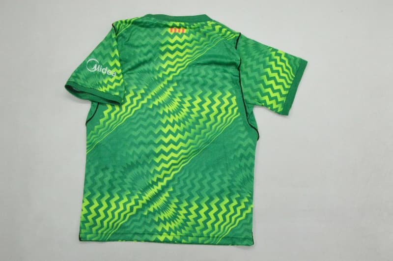 26/27 Barcelona Goalkeeper Green Kids Soccer Jersey And Shorts