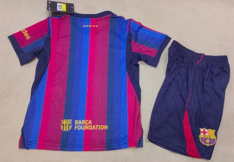 26/27 Barcelona Home Kids Soccer Jersey And Shorts (Player) Leaked