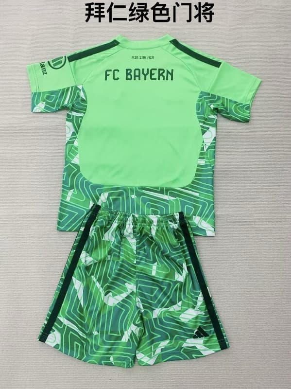 26/27 Bayern Munich Goalkeeper Green Kids Soccer Jersey And Shorts