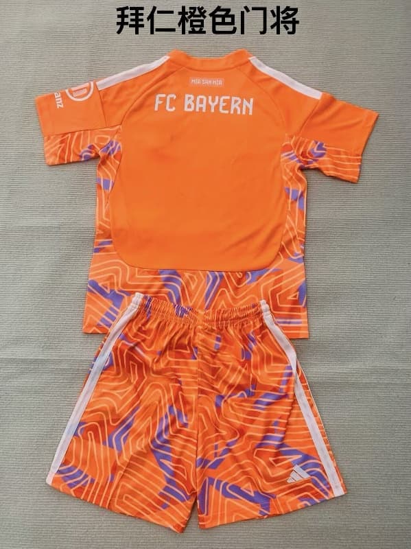 26/27 Bayern Munich Goalkeeper Orange Kids Soccer Jersey And Shorts