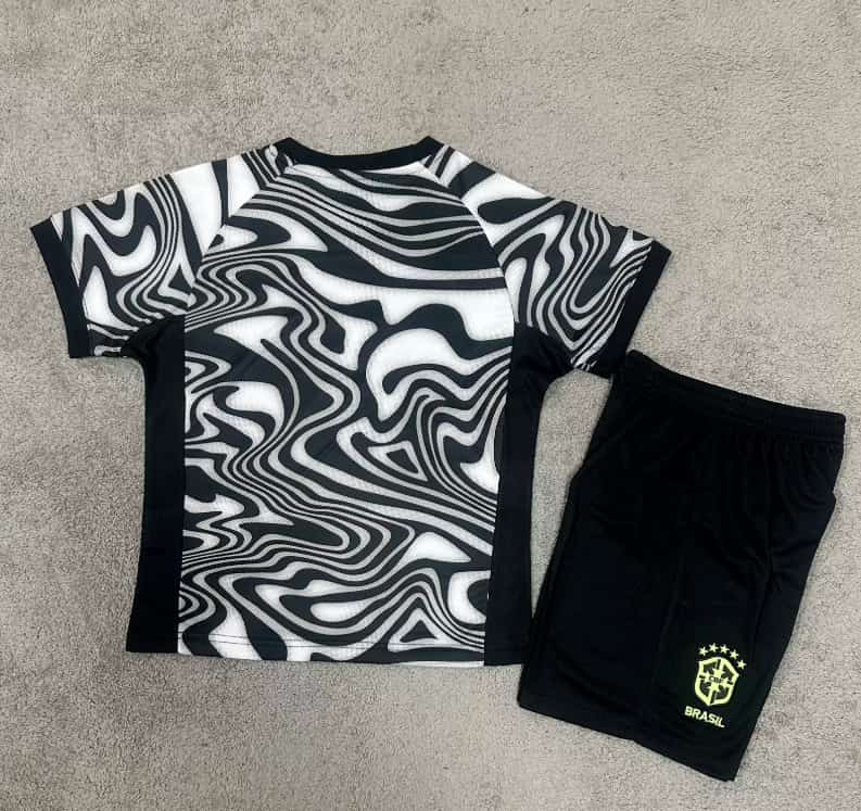2026 Brazil Goalkeeper Kids Soccer Jersey And Shorts