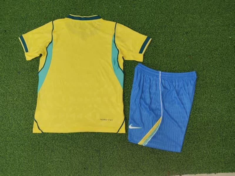 2026 Brazil World Cup Home Kids Soccer Jersey And Shorts (Player)