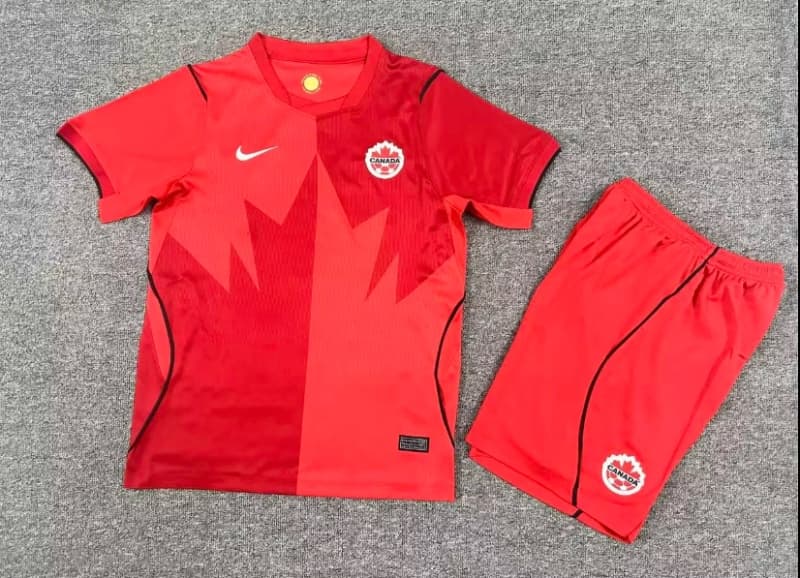 2026 Canada World Cup Home Kids Soccer Jersey And Shorts