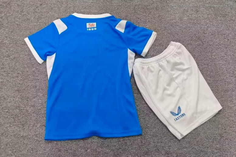 26/27 Cardiff City Home Kids Soccer Jersey And Shorts