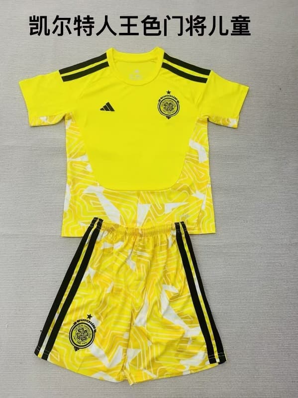 26/27 Celtic Goalkeeper Yellow Kids Soccer Jersey And Shorts