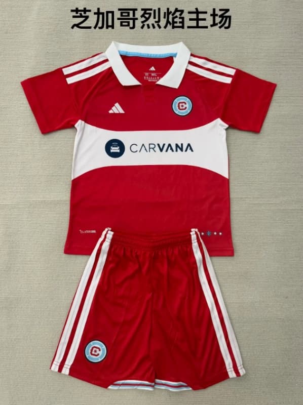 2026 Chicago Fire Home Kids Soccer Jersey And Shorts