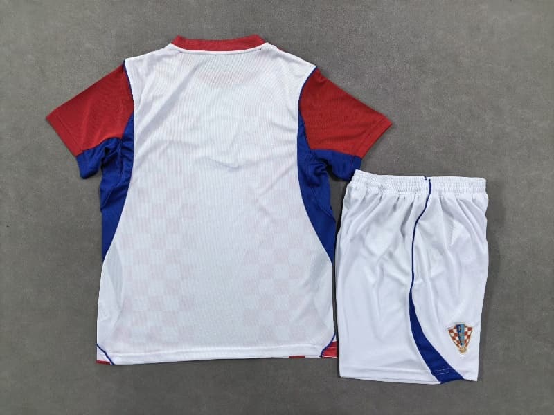 2026 Croatia World Cup Home Kids Soccer Jersey And Shorts
