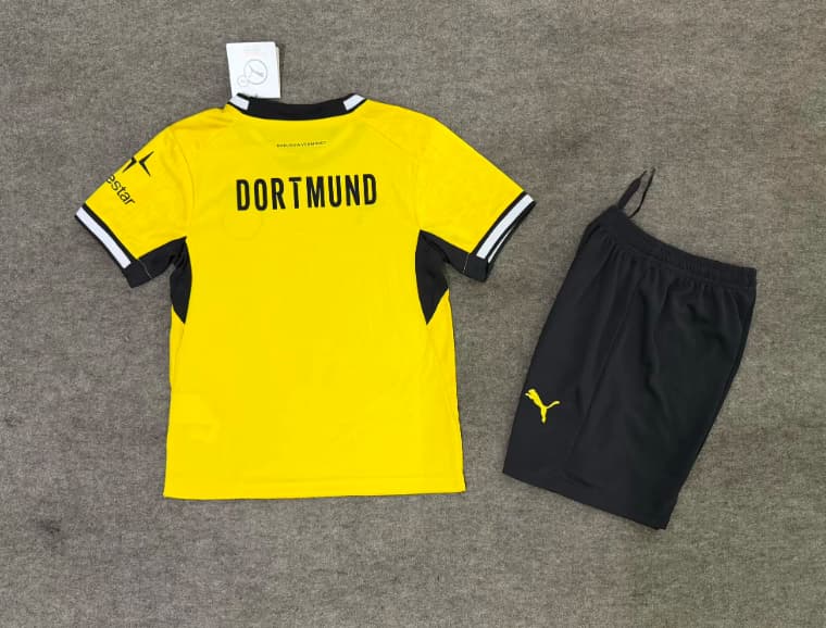 26/27 Dortmund Home Kids Soccer Jersey And Shorts (Leaked)