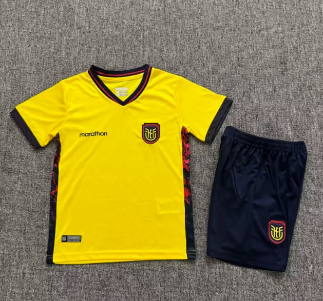 2026 Ecuador Home Kids Soccer Jersey And Shorts