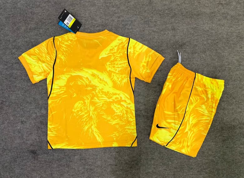 2026 England Goalkeeper Yellow Kids Soccer Jersey And Shorts