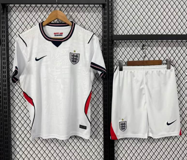 2026 England World Cup Home Kids Soccer Jersey And Shorts
