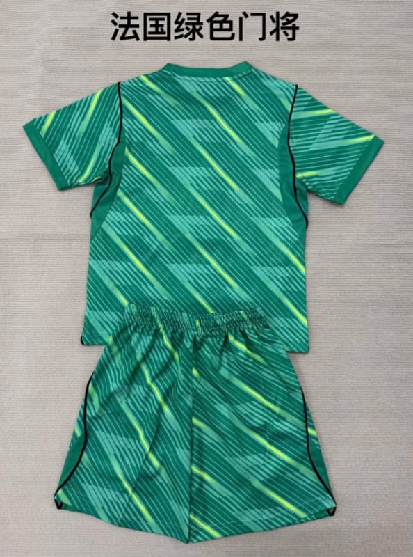 2026 France World Cup Goalkeeper Green Kids Soccer Jersey And Shorts