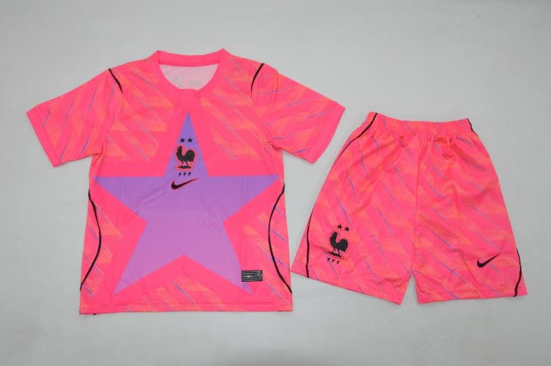 2026 France World Cup Goalkeeper Pink Kids Soccer Jersey And Shorts