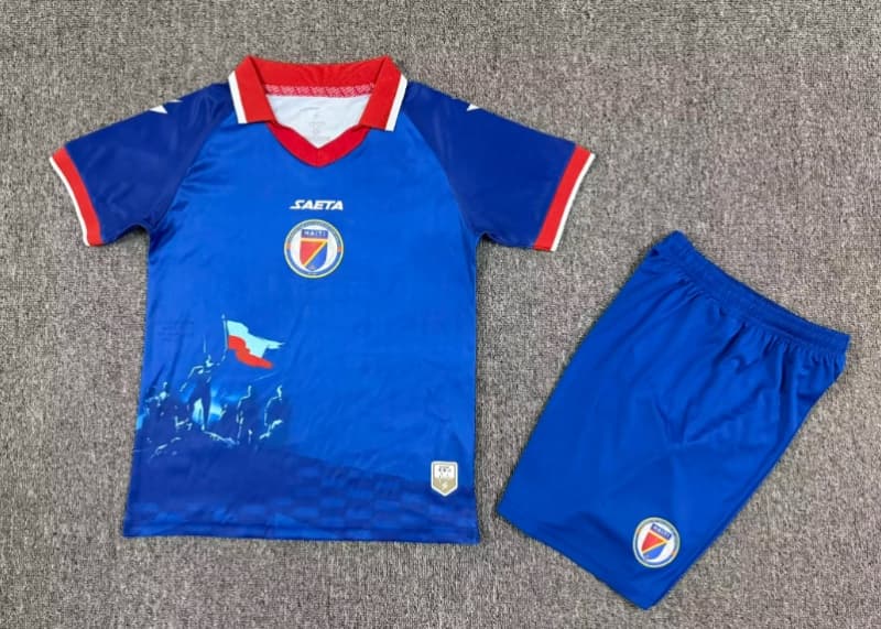2026 Haiti Home Kids Soccer Jersey And Shorts
