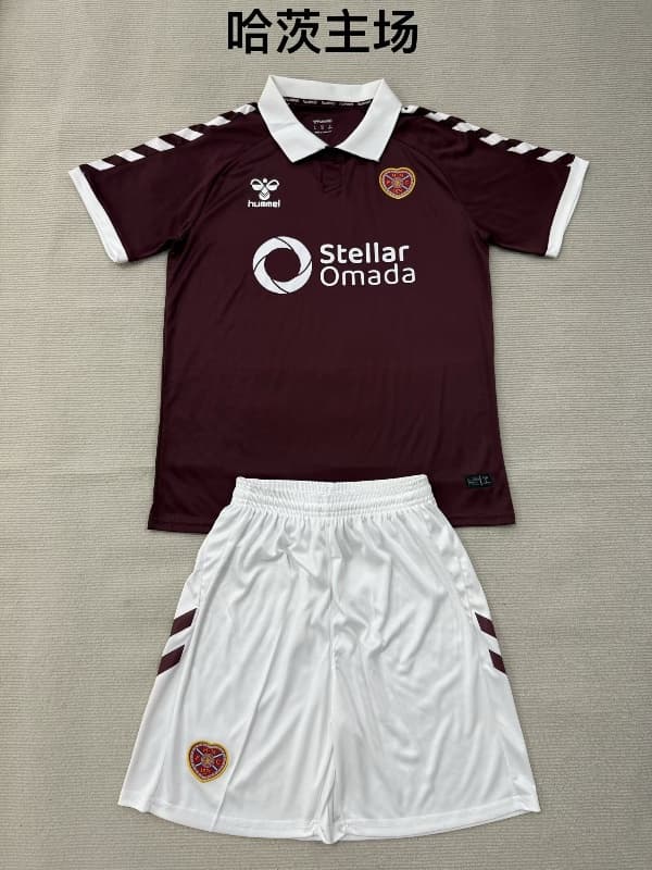 2026 Heart Of Midlothian Home Kids Soccer Jersey And Shorts